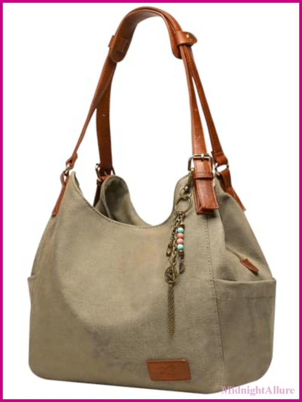 Canvas Hobo Tote Purse Multi Pocket Shoulder Bag Embroidery Ethnic